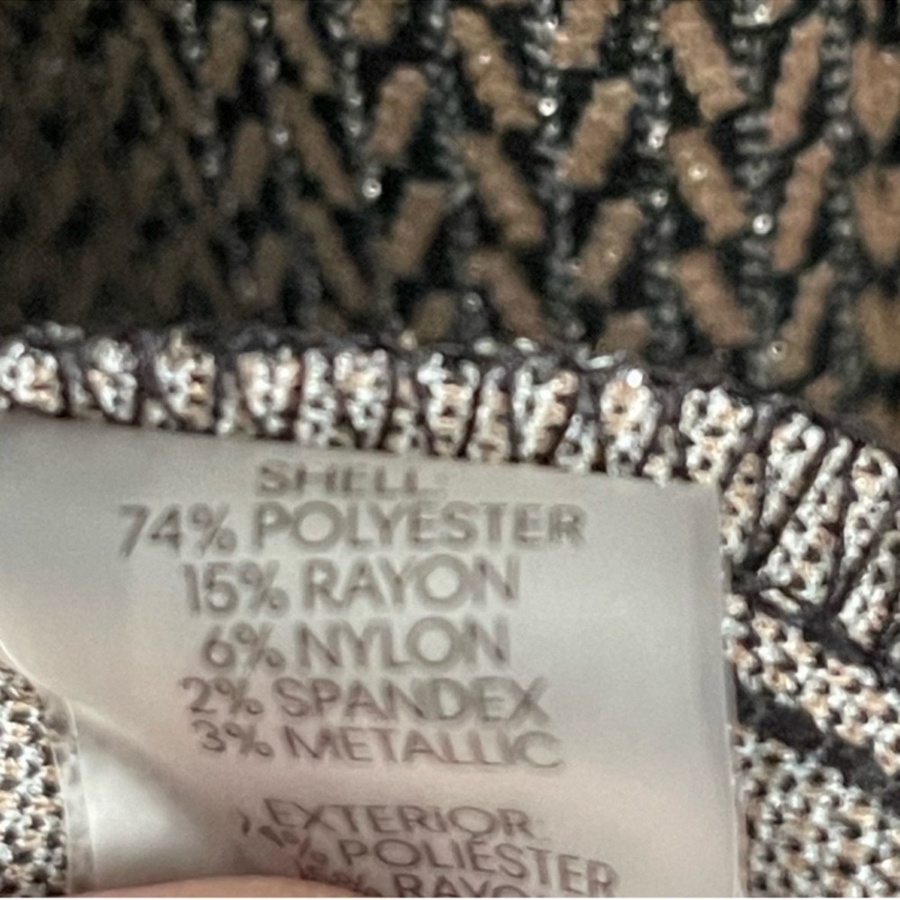 NEW Calvin Klein Sleeveless Belted Dress A-line Lurex Black Brown Tan Size 4 - Picture 10 of 13